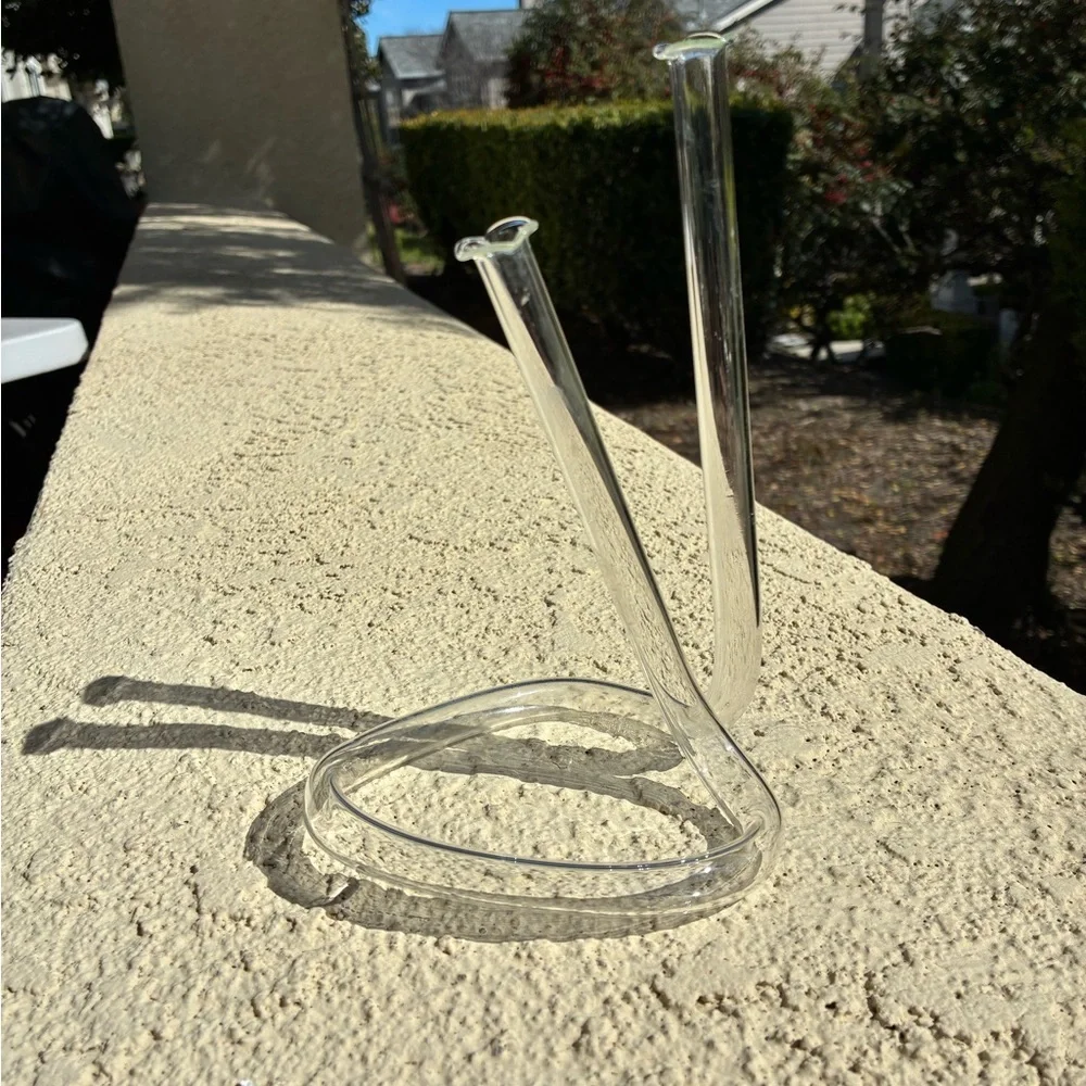 MCM Handblown Double Bud Clear Glass Vase